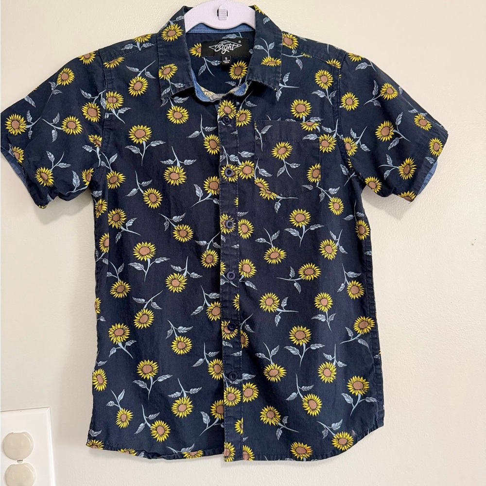 Sunflower Print Navy Blue boys Shirt